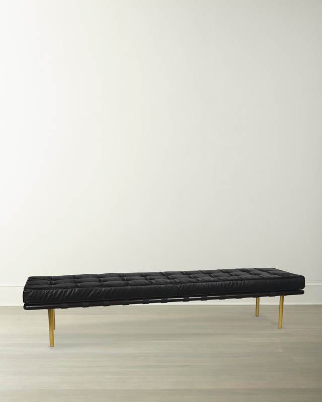 Tufted Leather Gallery Bench, 78"